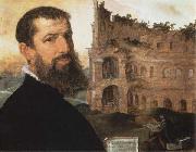 Maerten van heemskerck Self-Portrait of the Painter with the Colosseum in the Background France oil painting artist